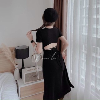 Đầm xòe cổ tròn hở lưng có mút