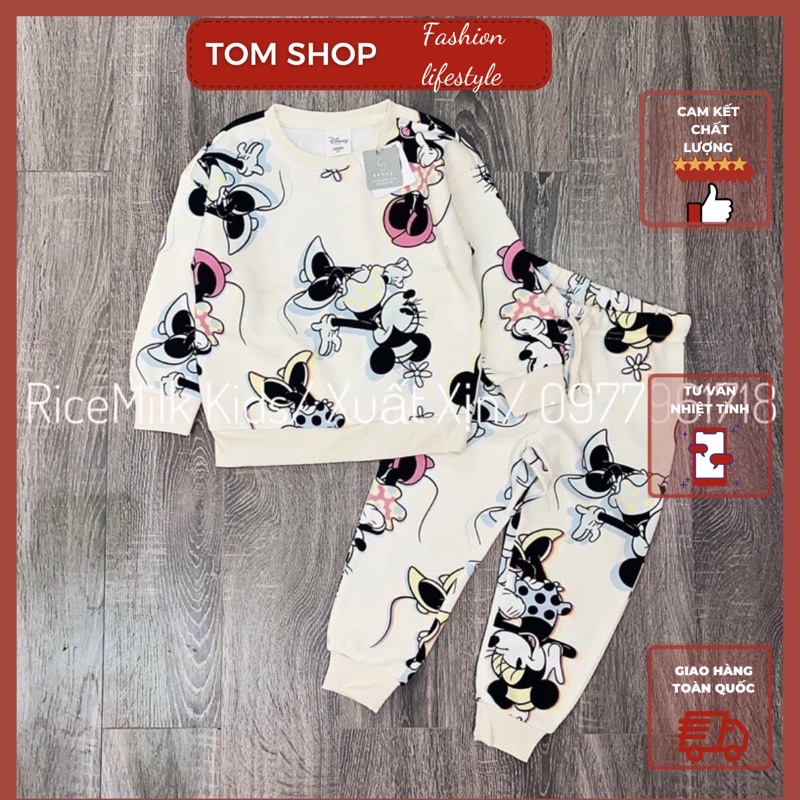 Bộ cho bé nỉ mickey dài tay thu đông