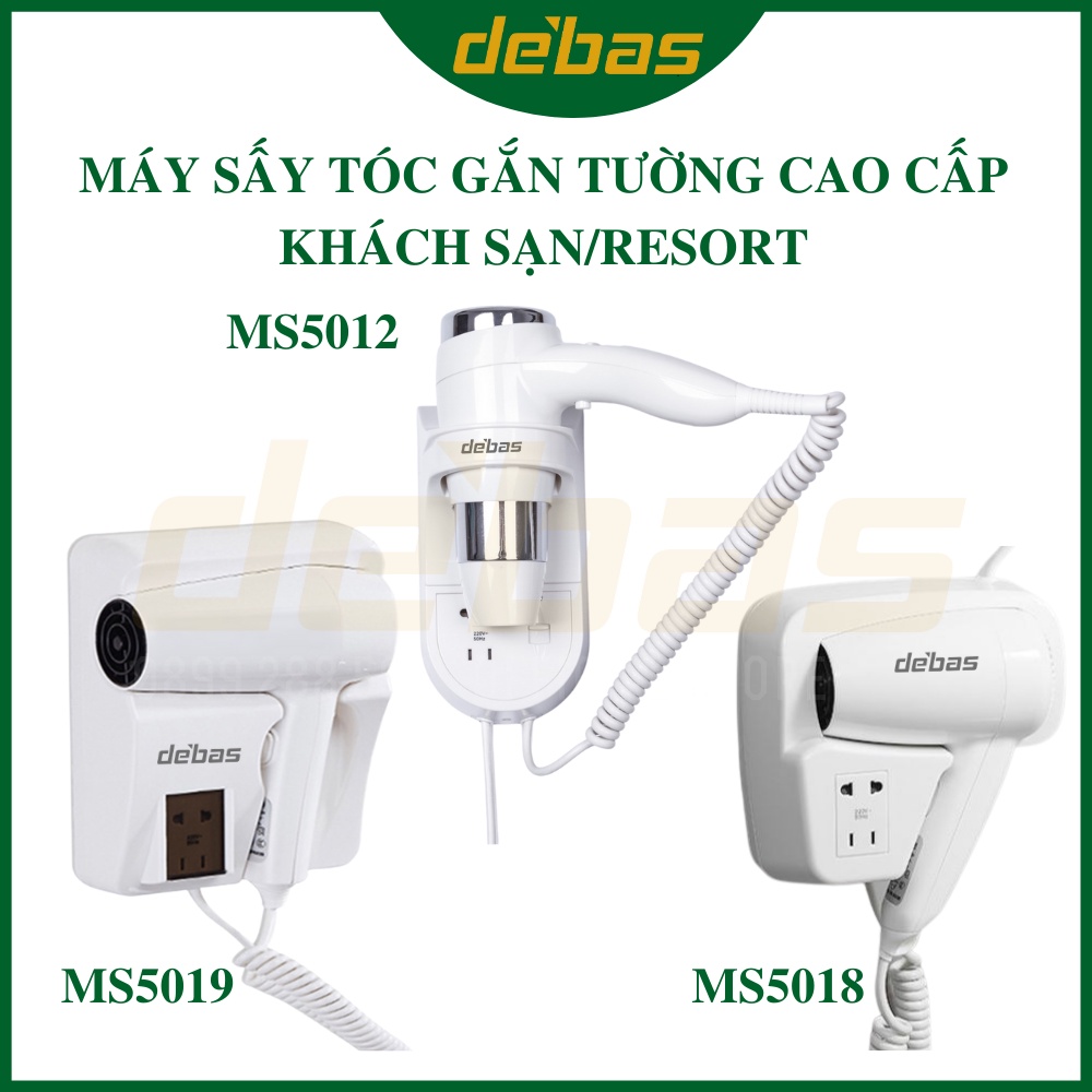 Máy sấy tóc cao cấp phòng tắm dùng trong khách sạn có ổ cắm gắn tường Debas MST5012 MST5018 MST5019