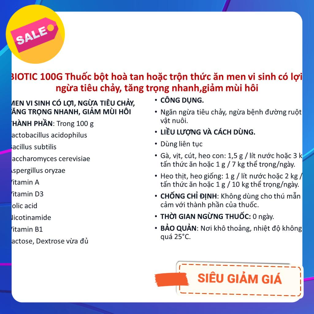 BIOTIC 100G men tiêu hoá vi sinh có lợi cho gia súc gia cầm