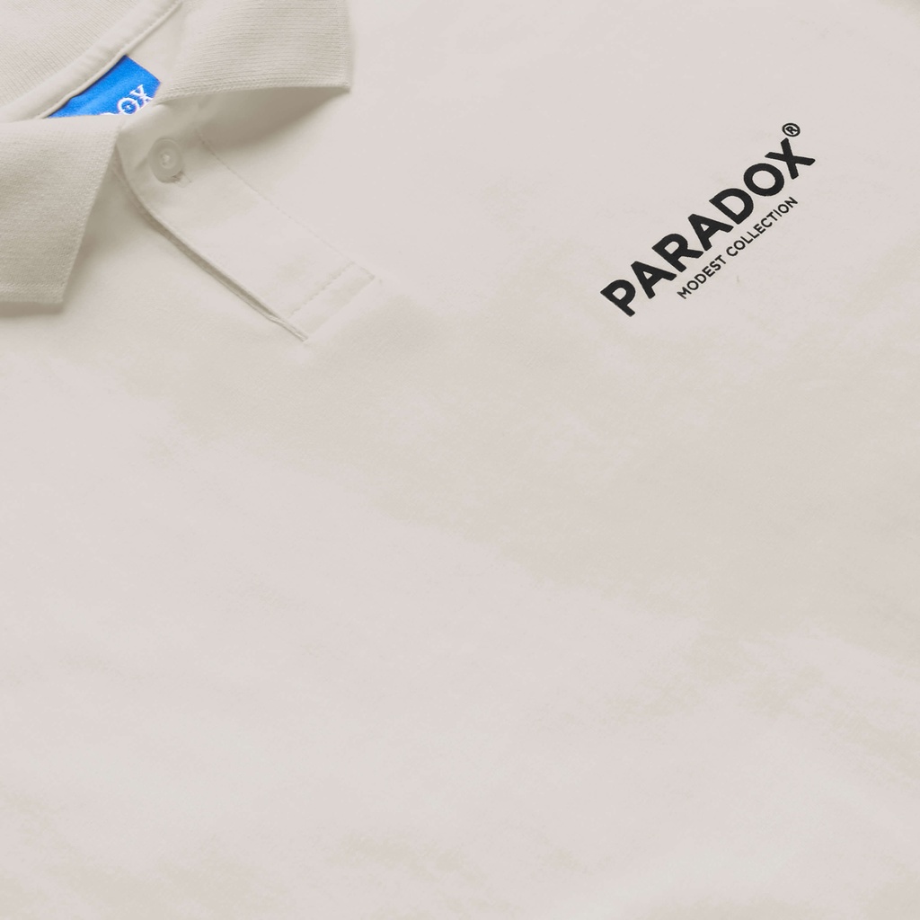 Áo thun có cổ Paradox tay lỡ BASIC LOGO POLO - Kem