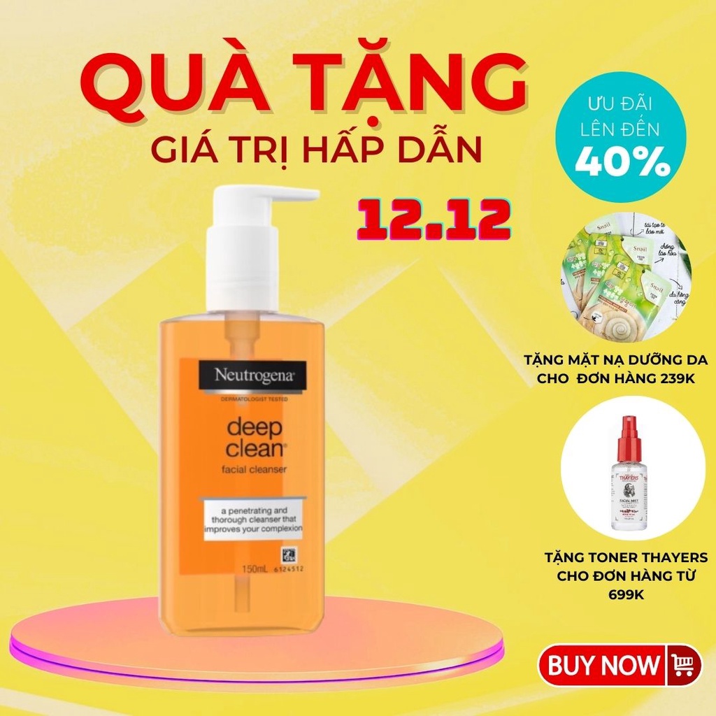 Sữa rửa mặt Neutrogena làm sạch sâu Deep Clean facial cleanser (150ml)