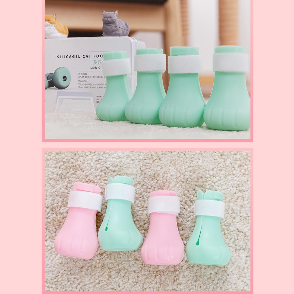 Set 4 Vỏ Bọc Giày Bốt Mềm Chống Trầy Xước Chống Cắn Có Thể Điều Chỉnh Dành Cho Thú Cưng