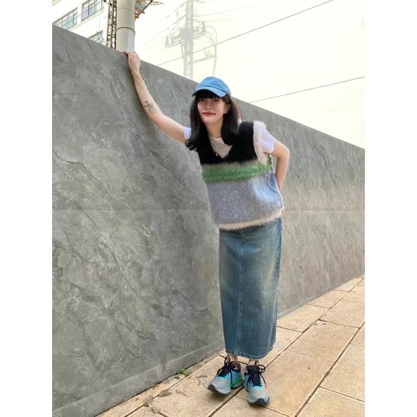 SẴN - Áo ghile lông phối màu xinh xắn, áo xát nách lông