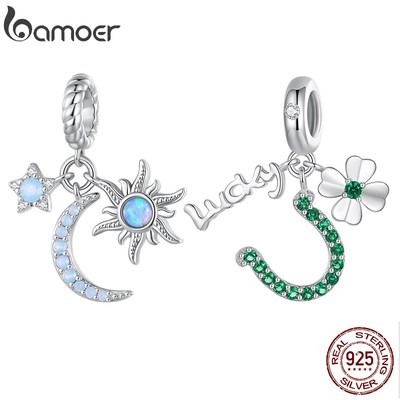 Bamoer Mặt Dây Chuyền Bạc 925 Hình Cỏ Bốn Lá Tươi Mới Diy