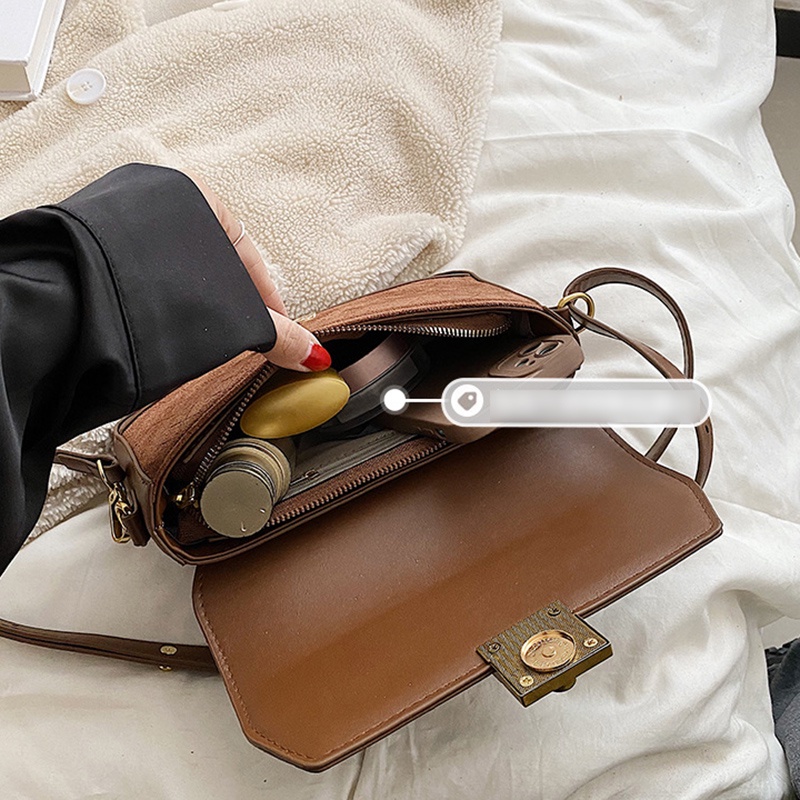 Túi Đeo Chéo Khóa Bấm Phong Cách Đường Phố Cổ Điển Thời Trang Cho Nữ