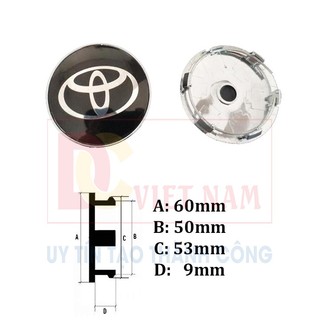 01 chiếc Logo chụp mâm bánh xe ô tô Toyota đường kính 60mm