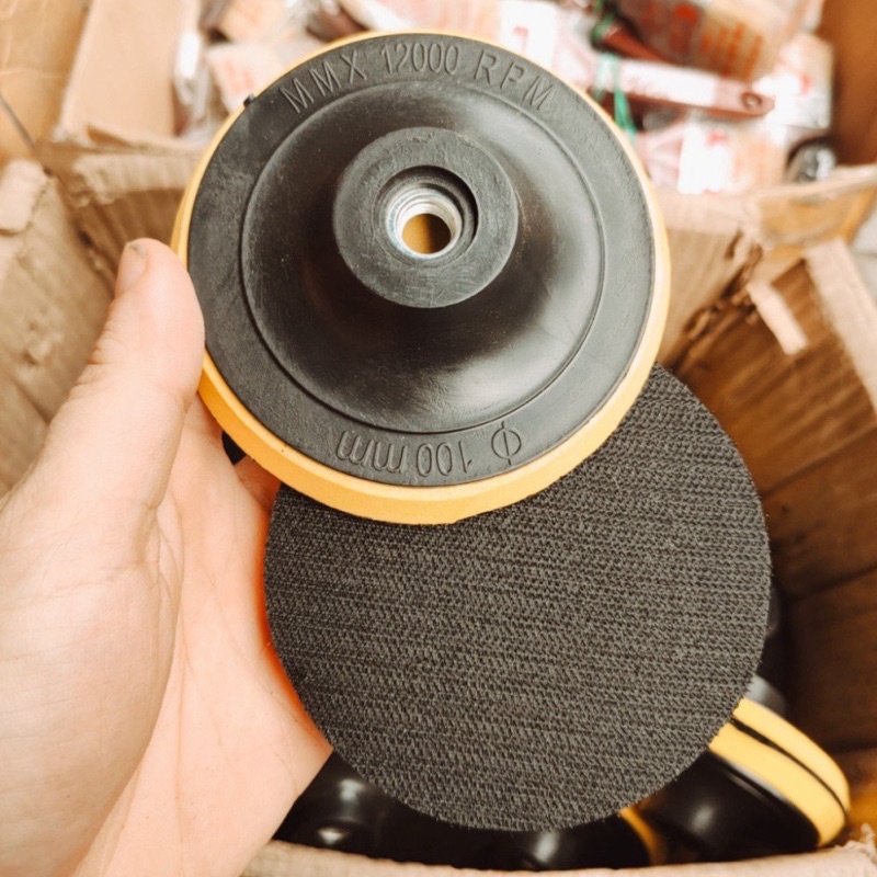 Đế Chà Nhám Tròn 100mm , 4 Inch , Đế Nhựa Gắn Giấy Nhám Tròn Lông , Hàng Chuẩn Hãng