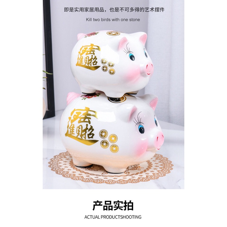 Ống Heo Tiết Kiệm Bằng Gốm Sứ Dễ Thương Xinh Xắn.Lợn đất bằng gốm sứ là điều không mong muốn. Dung lượng lớn chỉ có thể vào và ra. Douyin net chú heo dễ thương cho
