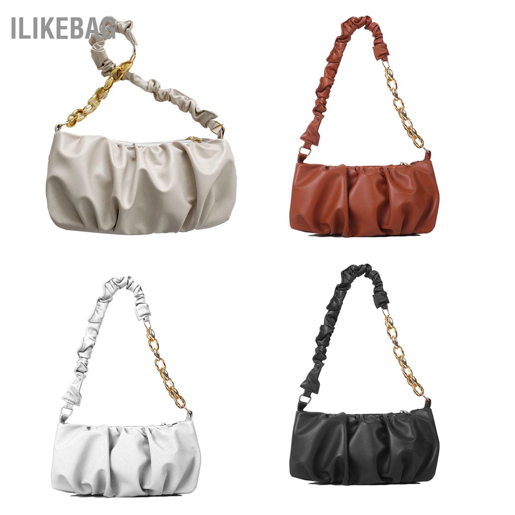 Có thể bán buôn Túi Đeo Vai Nữ Xếp Ly Độc Đáo Thiết Kế Dây Nửa Chuỗi Tinh Tế Cá Tính Cầm Tay Sát Nách Ilikebag Hàng giao ngay