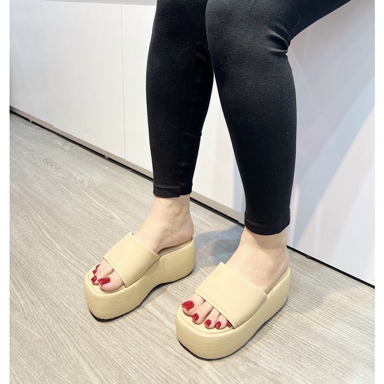 Dép xuồng 7cm quai ngang da trơn đế răng cưa nhiều màu xinh xắn êm chân hàng fullbox xịn đẹp Letty