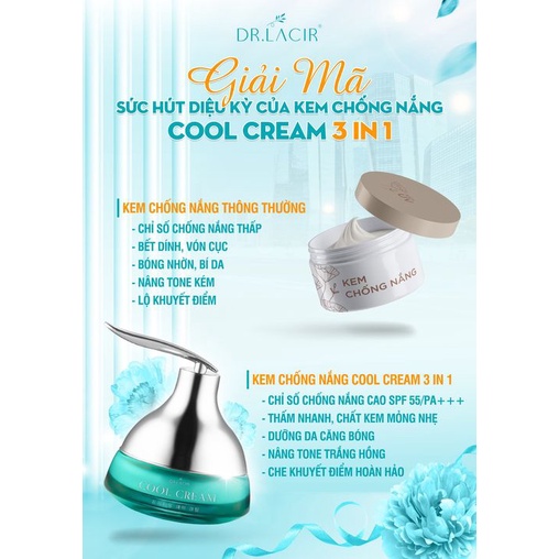 Kem Chống Nắng, Kem Dưỡng Trắng Da Dr Lacir Cool Cream Kiềm Dầu, Da Khô Hiệu Quả - Dung Tích 35ml