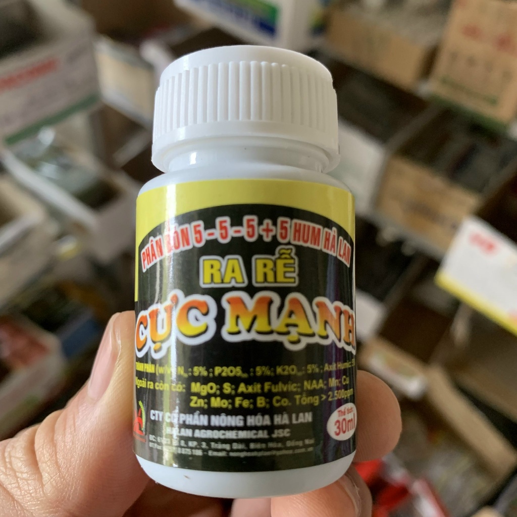 Phân ra rễ cực mạnh NPK5-5-5+ Humic Hà Lan lọ 30ml: giâm cành, chiết cành hoa cây cảnh, phong lan, hoa hồng, cây ăn quả