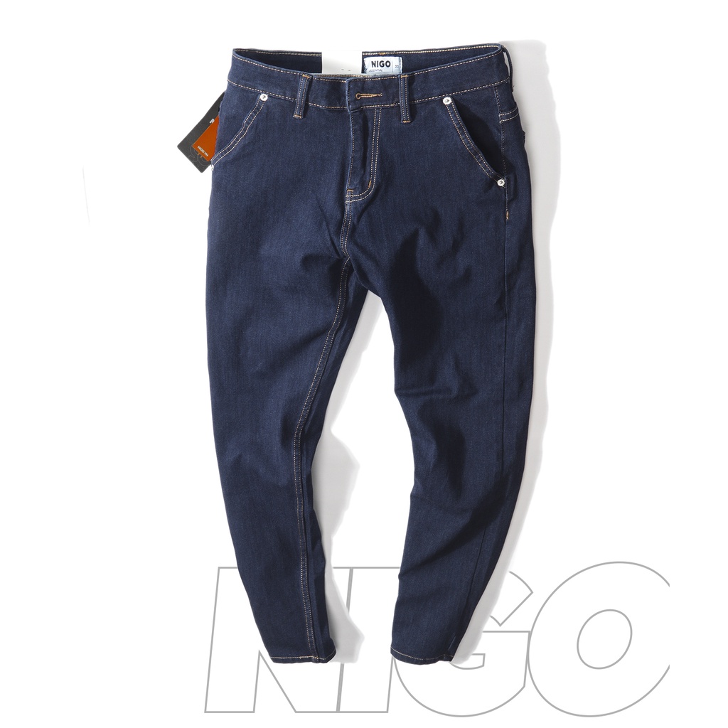 Quần jean nam skinny QJ95 Nigo màu xanh đậm Navy ống ôm co giãn cao cấp