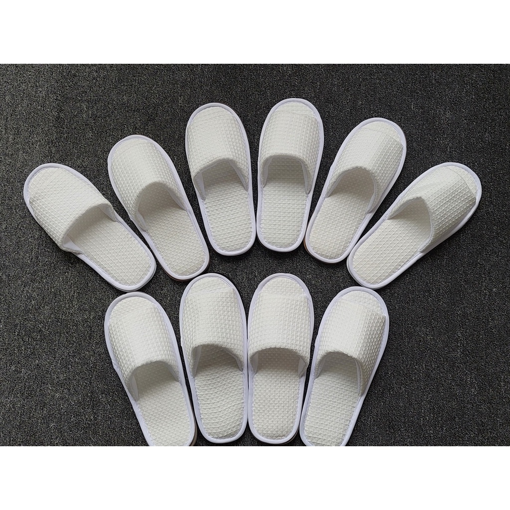 Dép khách sạn, dép vải, dép bông (vải cotton CVC tổ ong) - Đế eva màu dày 6 - 7 ly