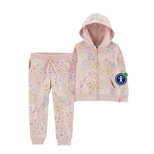 Set Đồ Bộ Dài Nỉ Bé Gái Oskos - Hồng Hoa Nhỏ