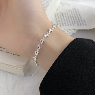 Vòng tay nữ lắc tay nữ bạc s925 dải trái tim tình yêu đan xen nhau phong cách Hàn Quốc Cá jewelry LTB204