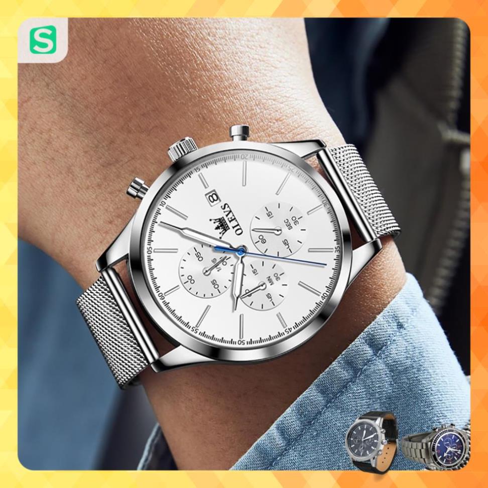 Đồng hồ nam chính hãng OLEVS 2881 Lịch dây đeo bằng thép không gỉ Có chức năng phát sáng chống vô nước