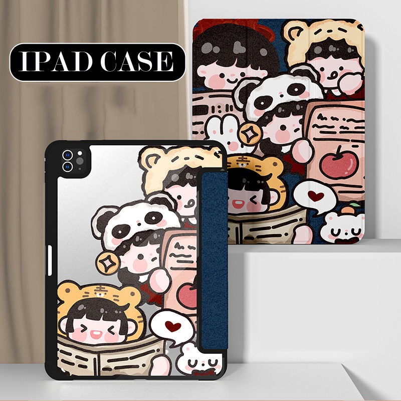 Ốp Máy Tính Bảng Bằng Acrylic Kèm Ngăn Đựng Bút Cho iPad Air 4 Gen7 / 8 iPad 10.5 Air3 / iPad 9.7gen5-6 / iPad Pro11 2021 Air Giá Đỡ