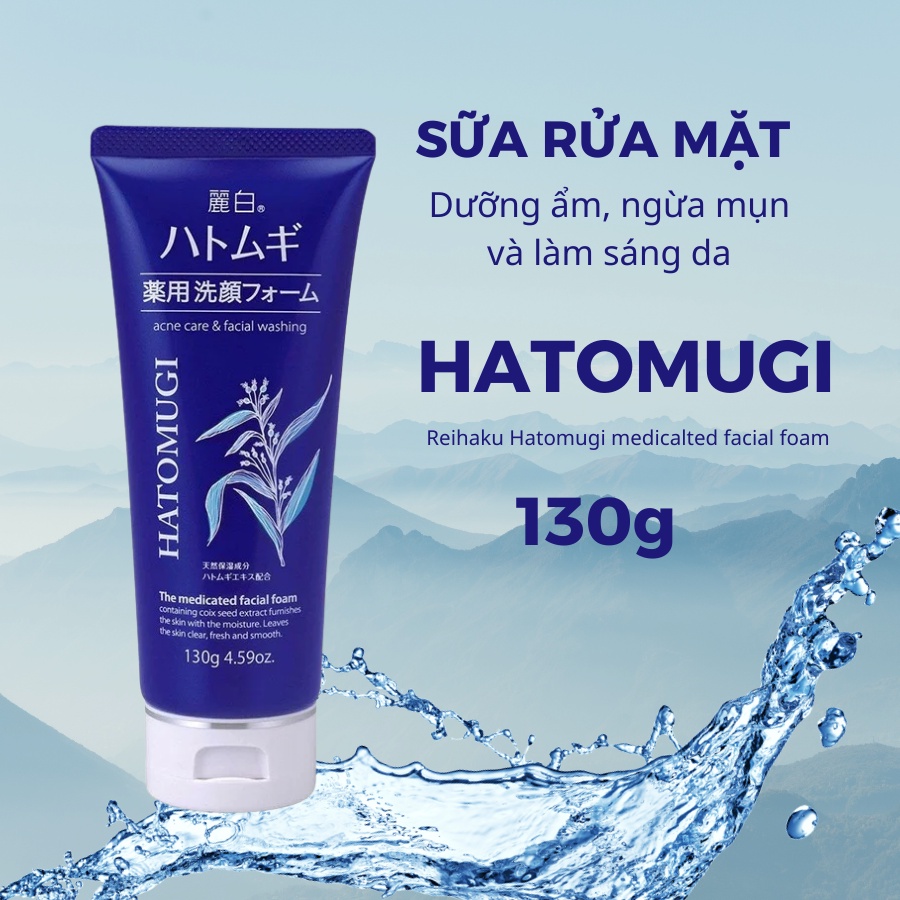 Combo 2 tuýp sữa rửa mặt KUMANO Hatomugi 130g dưỡng ẩm trắng da chiết xuất hạt ý dĩ Nhật Bản - Bahachiha