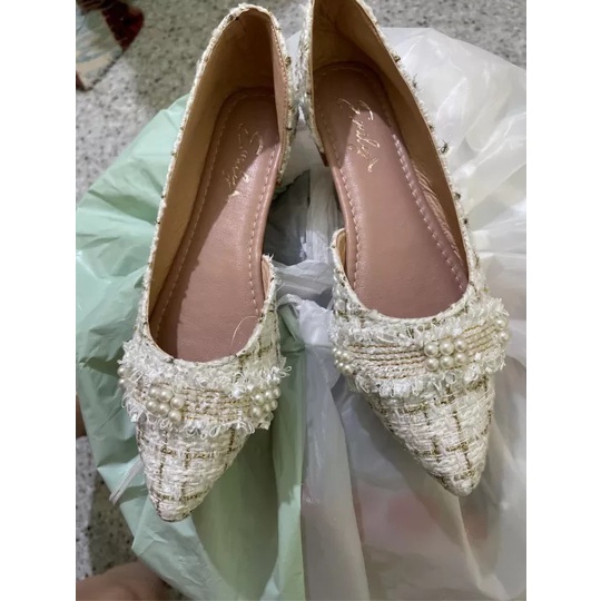 Giày bệt búp bê nữ phối dạ khoét eo xinh xắn da mềm êm chân BB-0191