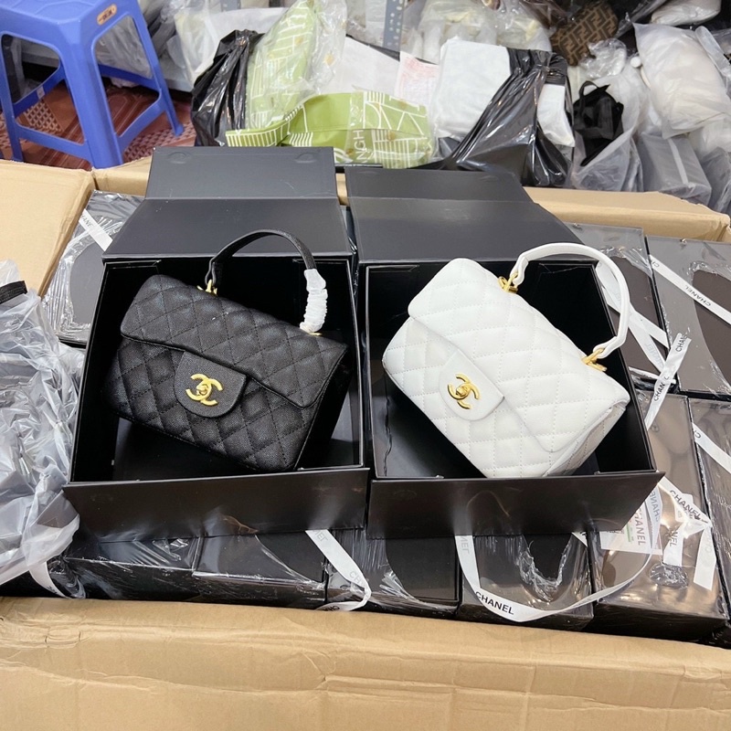 Túi xách cnl ô trám da hạt full box ảnh thật