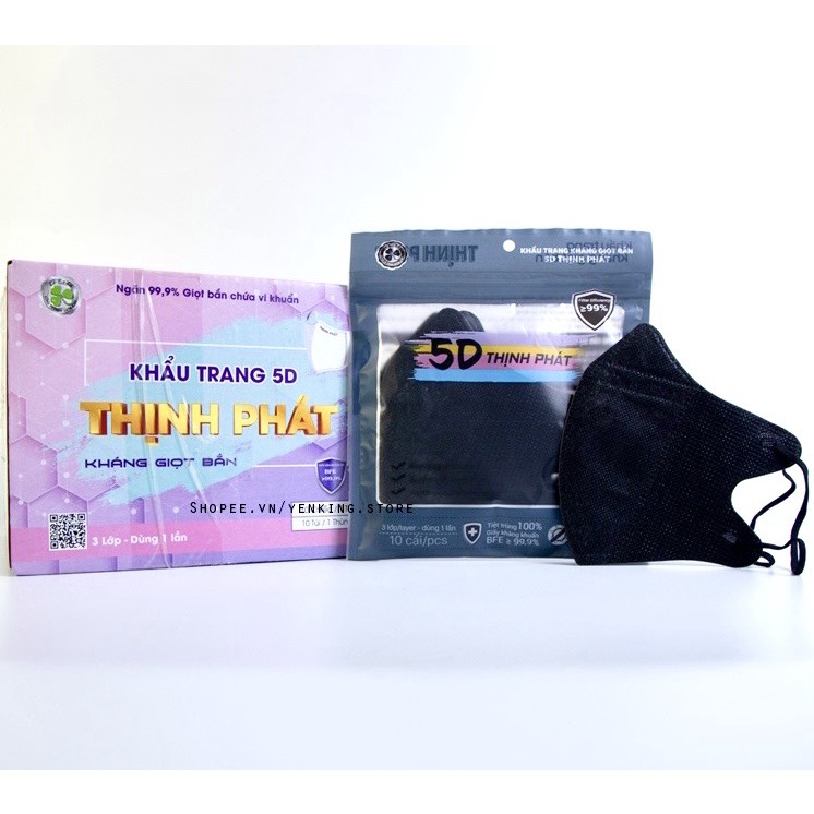 10 TÚI khẩu trang 5D THỊNH PHÁT 3 lớp kháng khuẩn