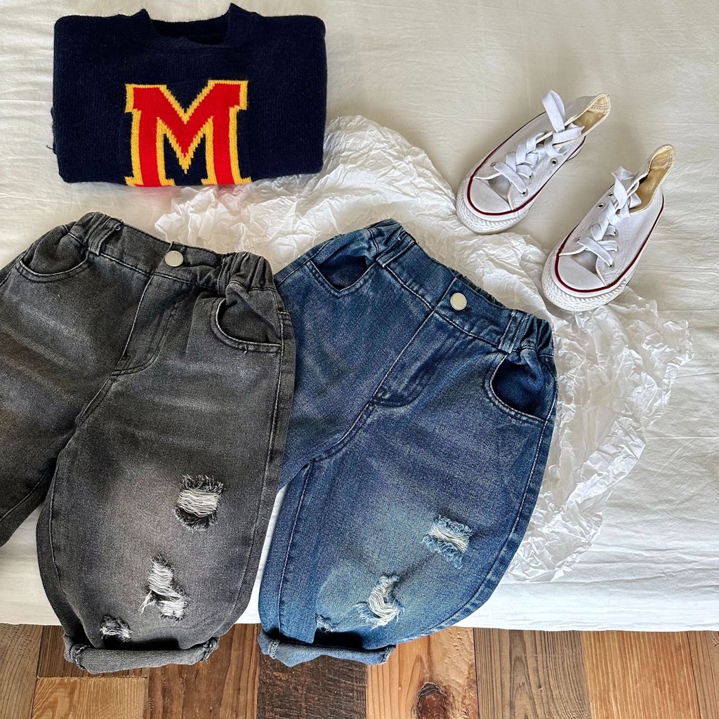 Quần jean rách 2 màu cho bé trai bé gái cá tính B74-21274