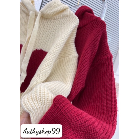 Áo Len Hình Trái Tim Dài Tay Có Mũ 2 màu siêu xinh