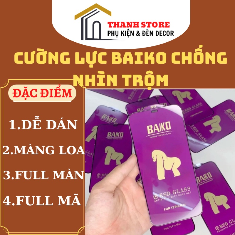 Cường lực kingkong BAIKO chống nhìn trộm và cường lực Baiko Tím chính hãng dành cho iphone