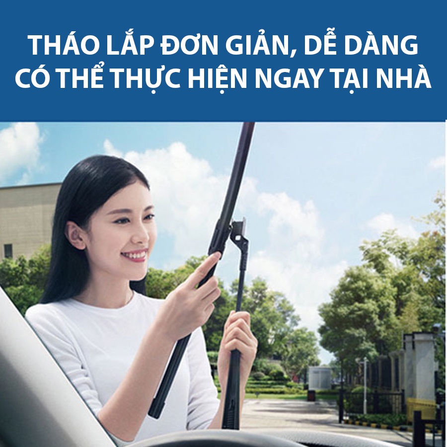 Gạt mưa lưỡi kép cao cấp, bộ cần gạt kính nước mưa 2 lưỡi khung mềm ô tô Mitsubishi Xpander,Triton,Pajero,Attrage,Outlan