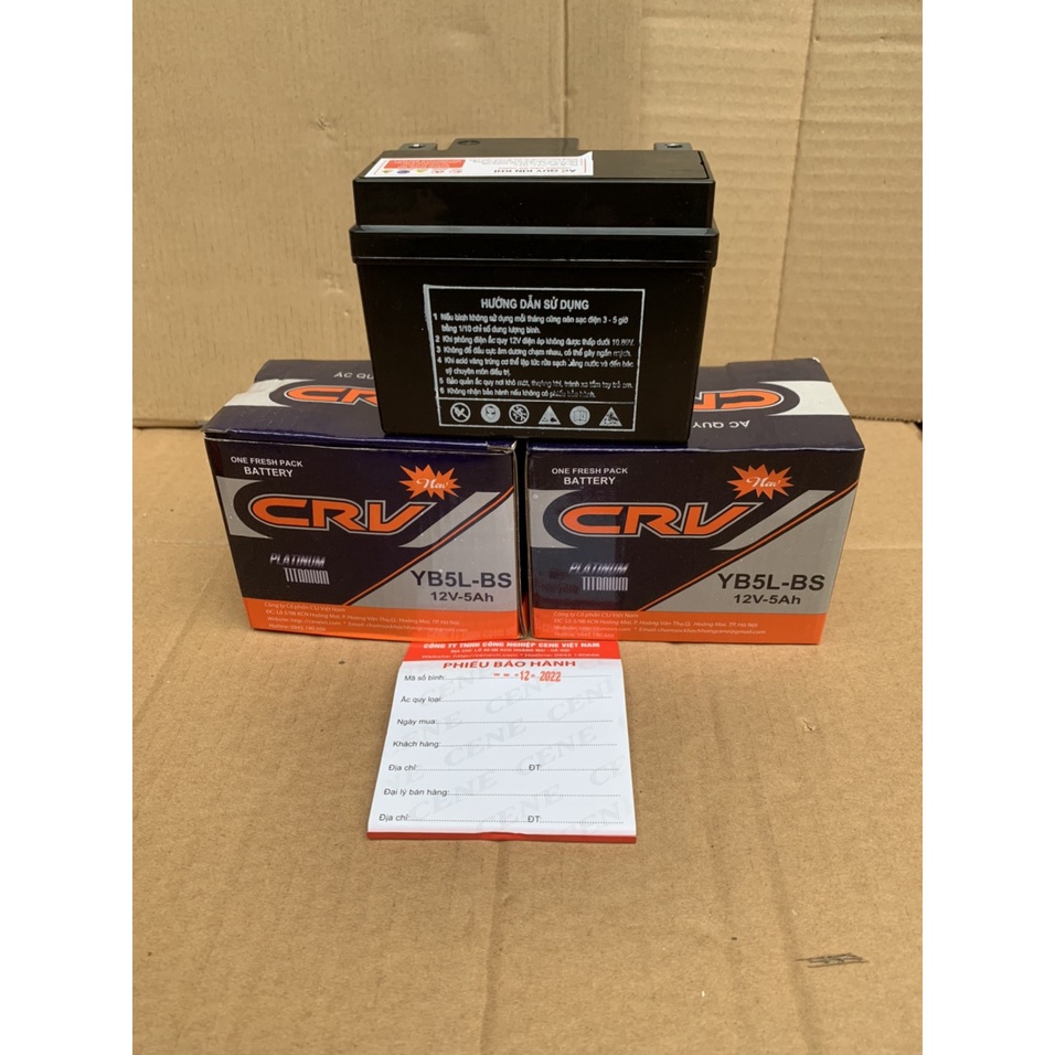 Bình ắc quy khô NHẬT BẢN CRV-YB5L- 12V-5Ah cho xe máy WAVE RS100, RS110, Airblade | AIR BLADE 110, EXCITER 135 / 150...