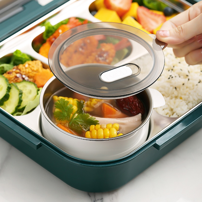 304 Hộp cơm bằng thép không gỉ / Hộp cơm tách / Hộp cơm văn phòng / Tặng thìa và đũa