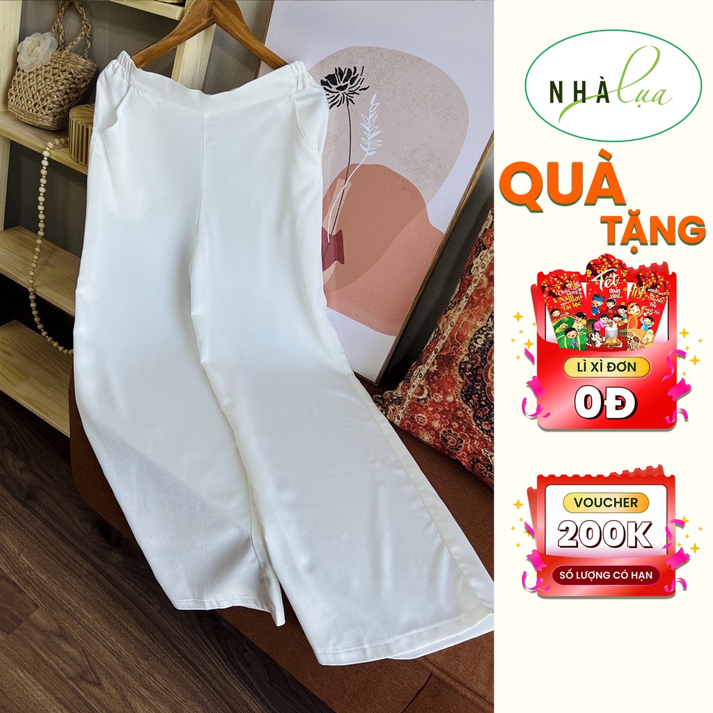 Quần lụa ống rộng lụa tằm ước cho nàng không lộ mềm mịn đi biển dễ phối đồ thoải mái Nhà Lụa QU001