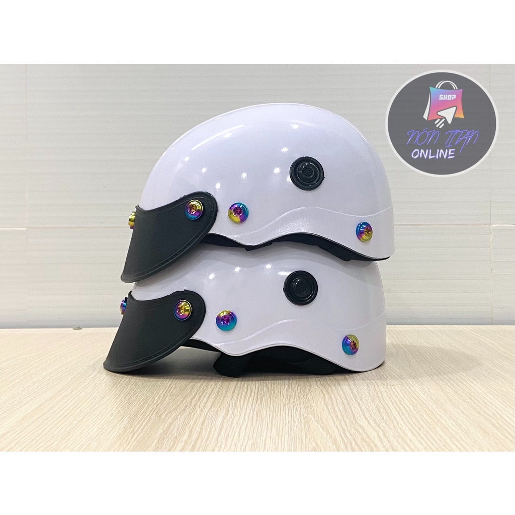 Nón Bảo Hiểm Trơn - Sơn Nhiều Màu - Phủ NaNo - Gắn 7 ốc TiTan Gr5 Siêu Ngầu