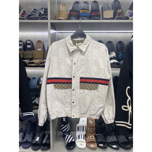 Áo khoác bò gucci phối viền ngực cao cấp, áo khoác nam phong cách thời trang 4655