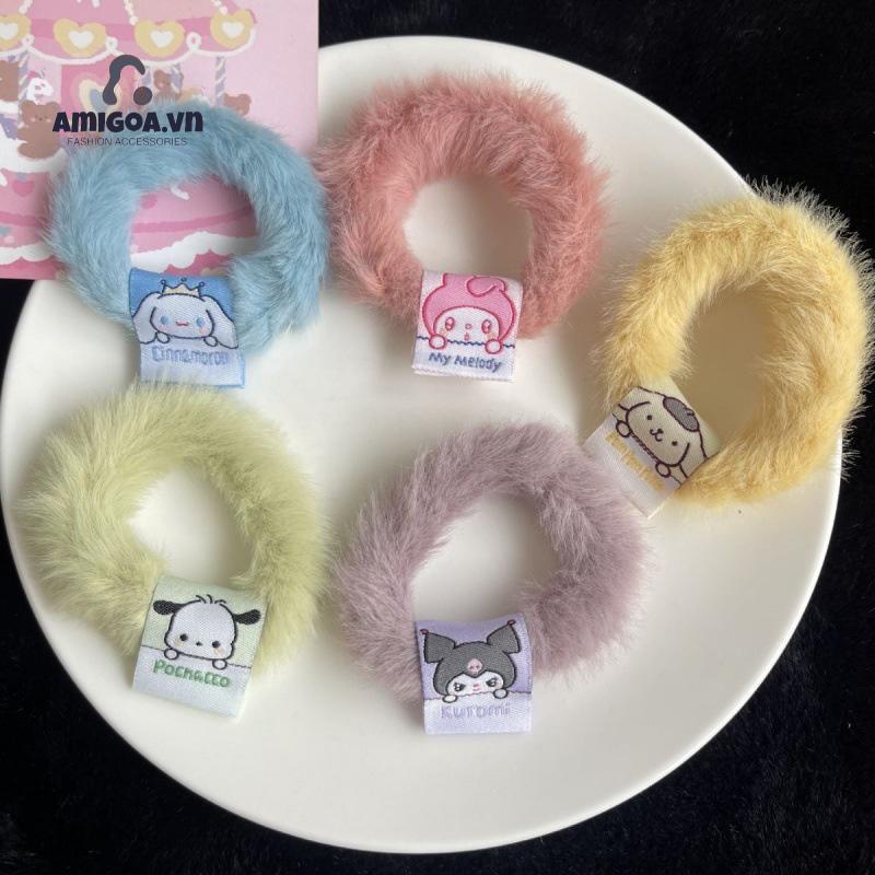 ✨✨Dây Cột Tóc Lông Xù Đa Năng Họa Tiết Hoạt Hình Dễ Thương
