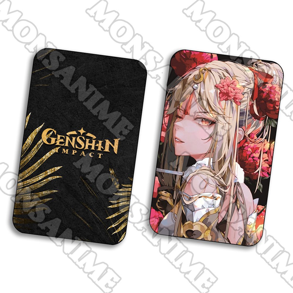 Ảnh card bo góc in hình game GENSHIN IMPACT ver CÀI HOA 5*8cm anime