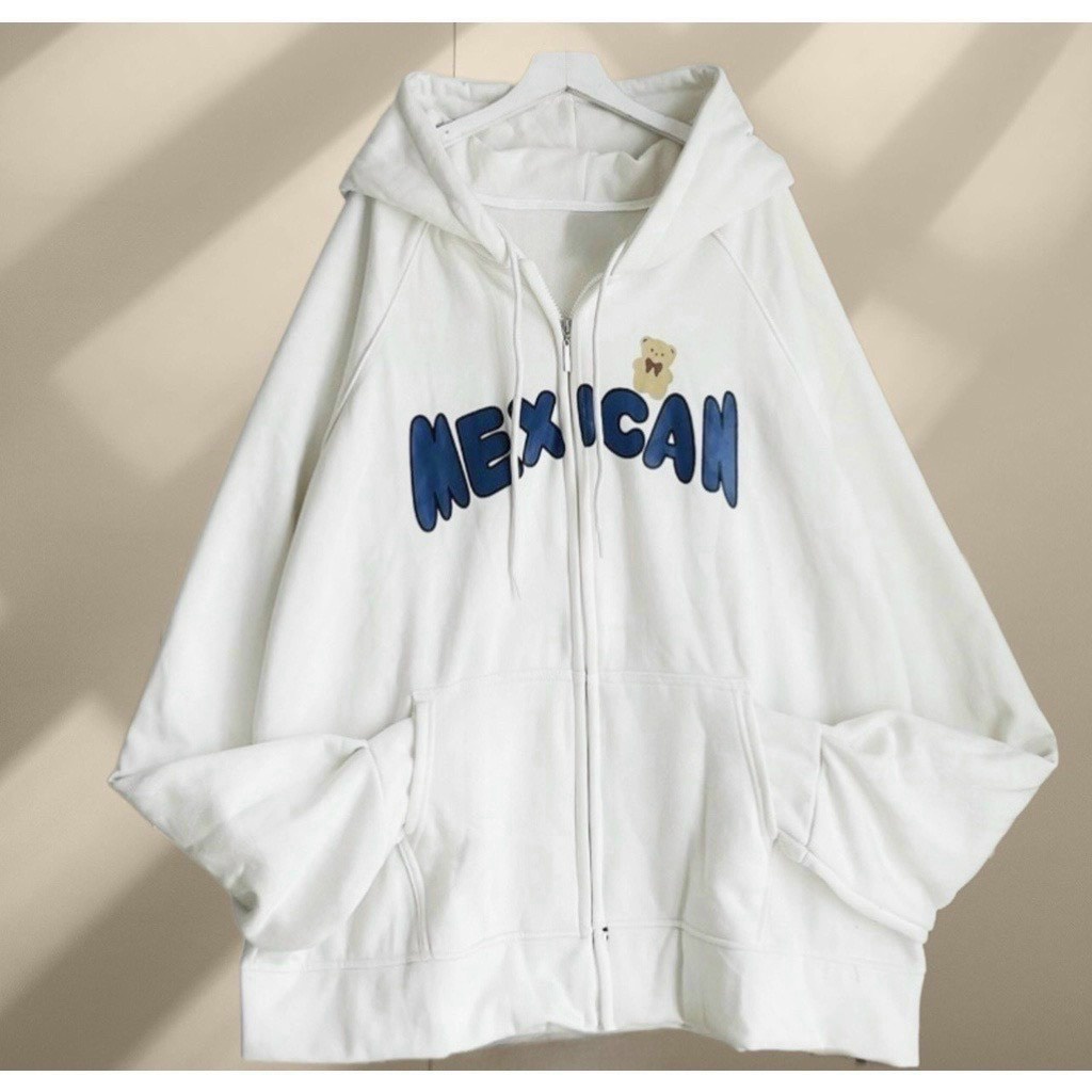 Áo Khoác HOODIE ZIP Có Nón CHỮ XANH MEX ulzzang unisex