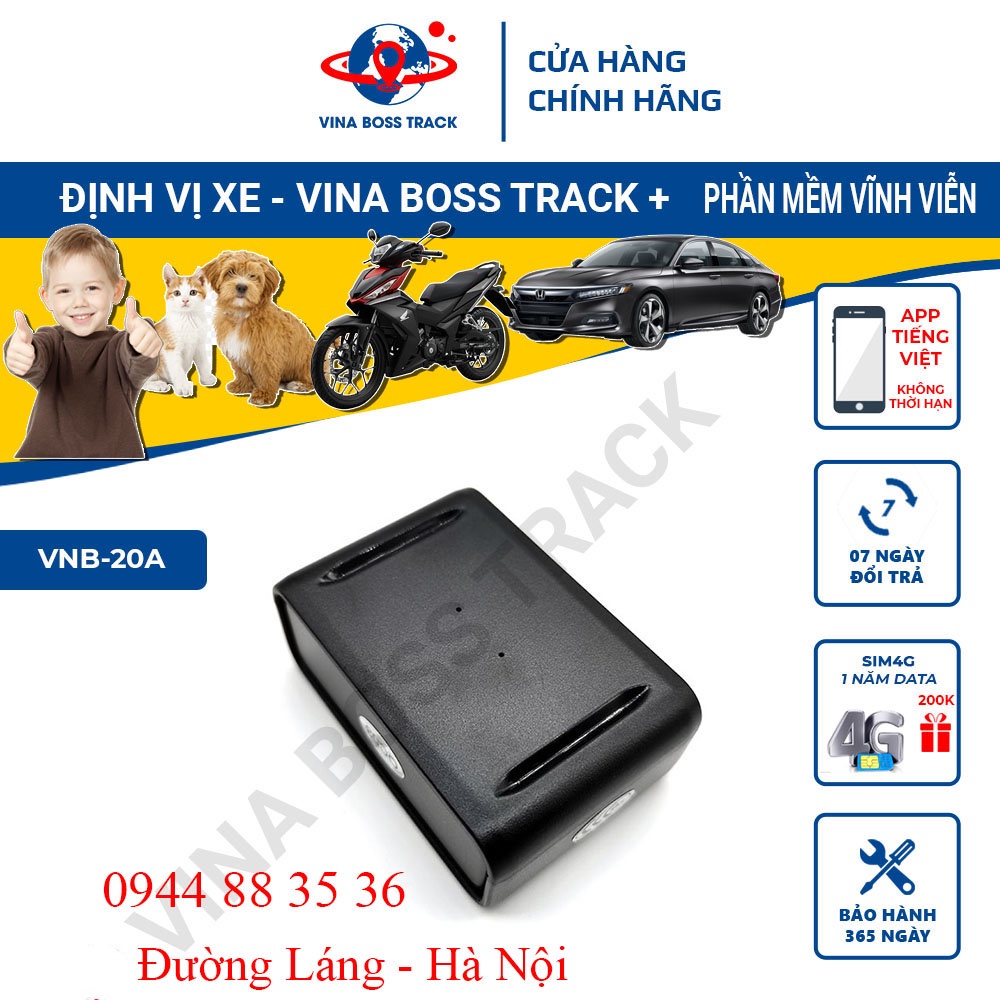 Định vị không dây, thiết bị định vị PIN 10 NGÀY PHẦN MỀM MIỄN PHÍ bảo hành 12 tháng, ưu đãi mua sim 4G data 1 năm VNB20A