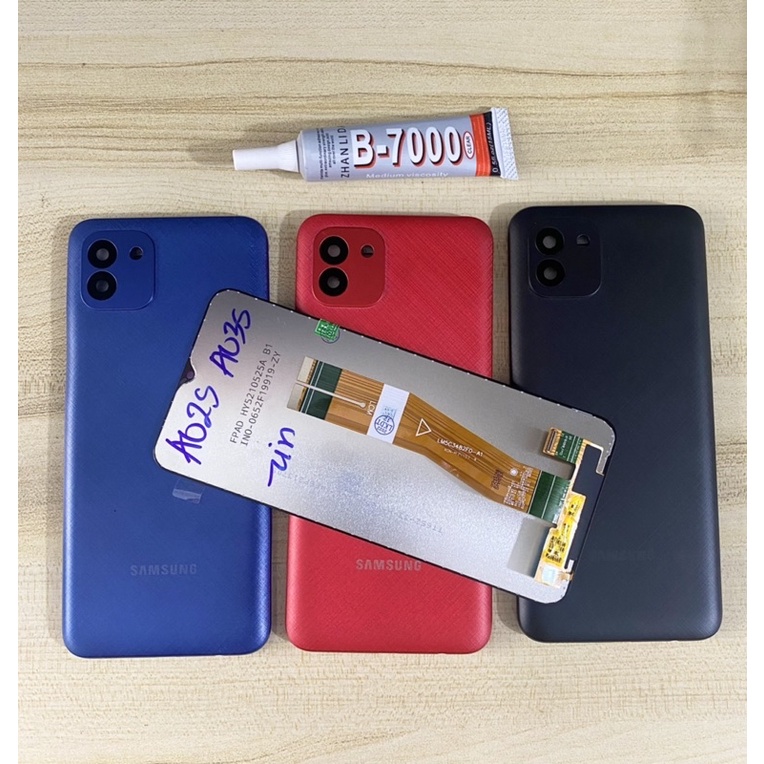 COMBO MÀN HÌNH  BỘ VỎ + SƯỜN SAMSUNG A03 ZIN HÀNG CAO CẤP ( Tặng Keo Dán )