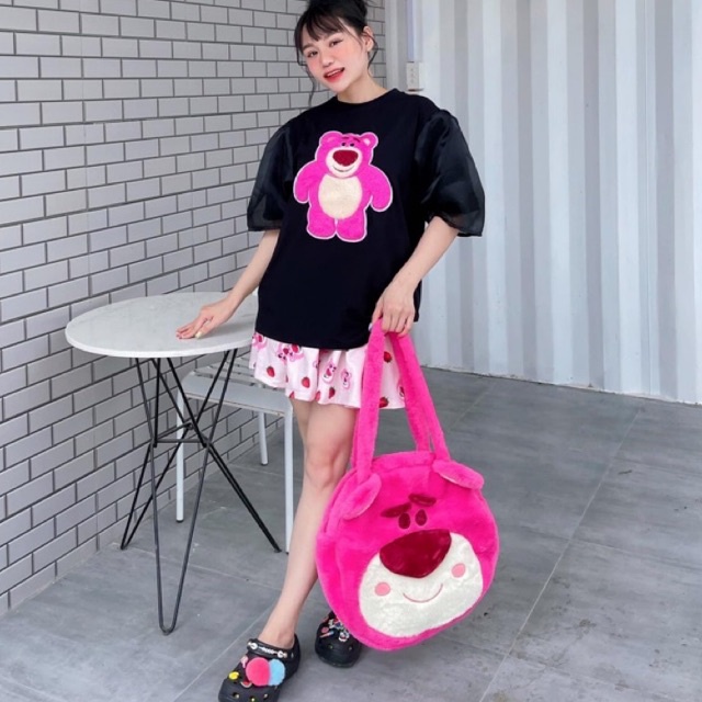 >> CÓ SẴN >>> Túi xách gấu dâu Lotso size siêu to khổng lồ lotso bear hoạt hình dễ thương