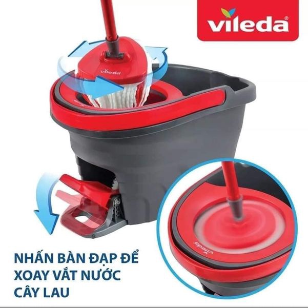 BỘ CÂY LAU NHÀ VILEDA TURBO EASY WRING & CLEAN (3 giẻ lau)