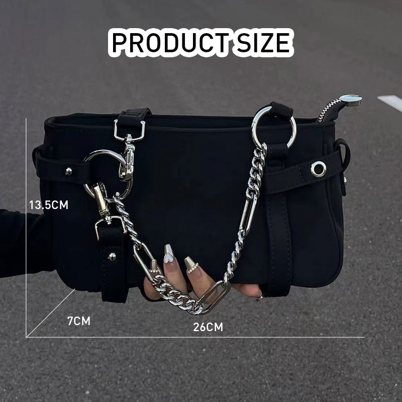Mischa Túi Xách Đeo Vai Màu Trơn Bằng Chất Liệu nylon Phối Dây Xích Thời Trang Dành Cho Nữ