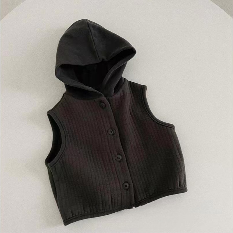 Hàng Có Sẵn Áo Khoác Ghi Lê Có Mũ Trùm Đầu Phong Cách Hàn Quốc Bán Chạy Cho Bé