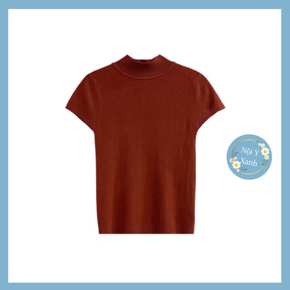 ÁO LEN NỮ CỔ BA PHÂN TAY NGẮN GIỮ NHIỆT CO GIÃN ÔM BODI hàng loai 1 nội y xanh -  chất đẹp