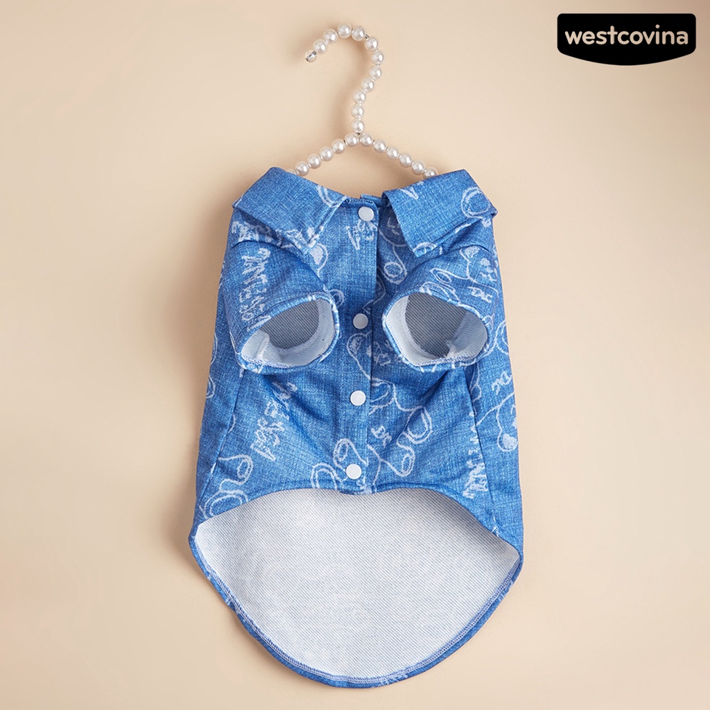 [COD]♘Áo Denim Không Phai In Hình Gấu Dễ Thương Cho Thú Cưng