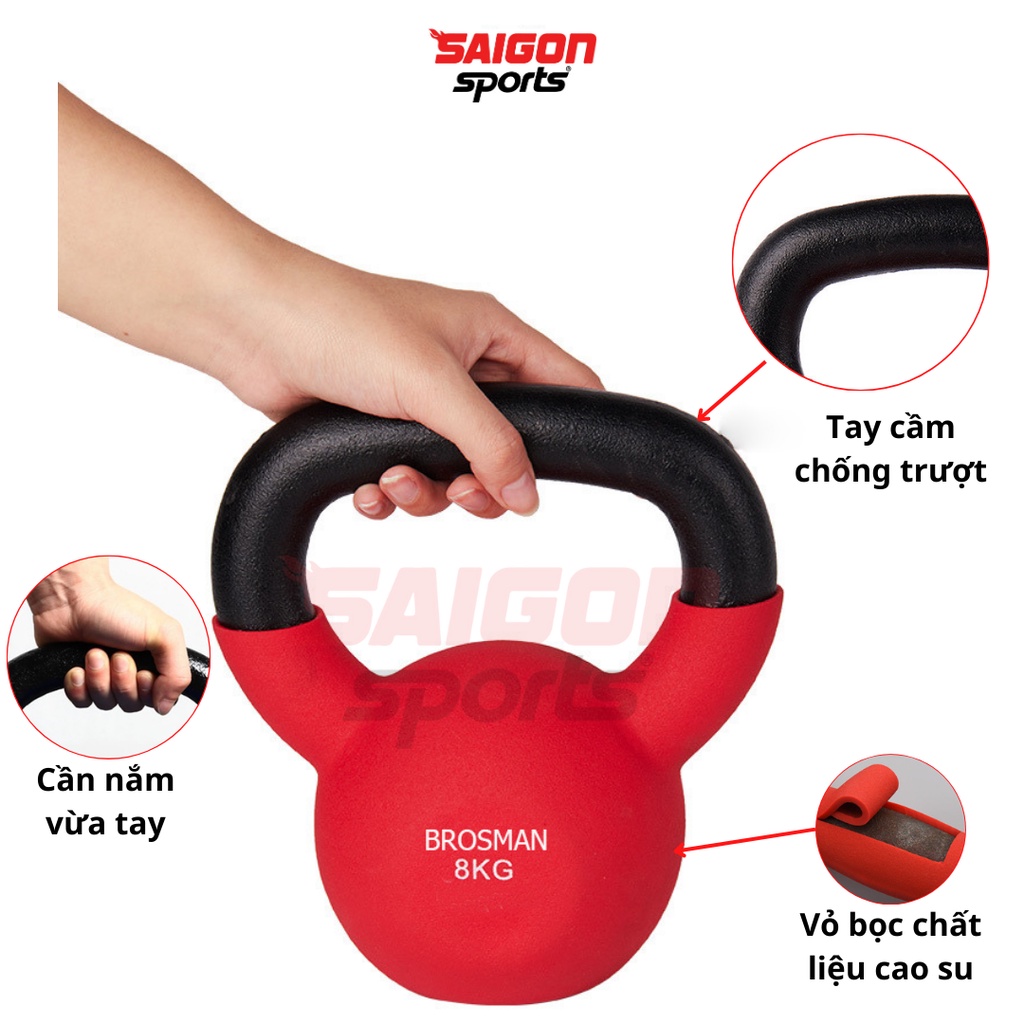 Tạ quai sách, tạ ấm BROSMAN 6kg tập Squats tập mông đùi tập gym tại nhà chính hãng giá tốt - SAIGON SPORT