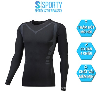 Áo thể thao nam dài tay chuyên tập Gym và chạy bộ AG10 SPORTY chất liệu co dãn, thấm hút mồ hôi tốt