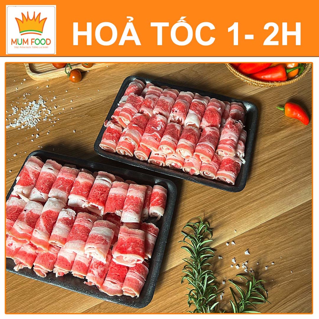 Ba Chỉ Bò Mỹ, Ba Chỉ Bò Cuộn, Nhập Khẩu Khay 500g MUMFOOD